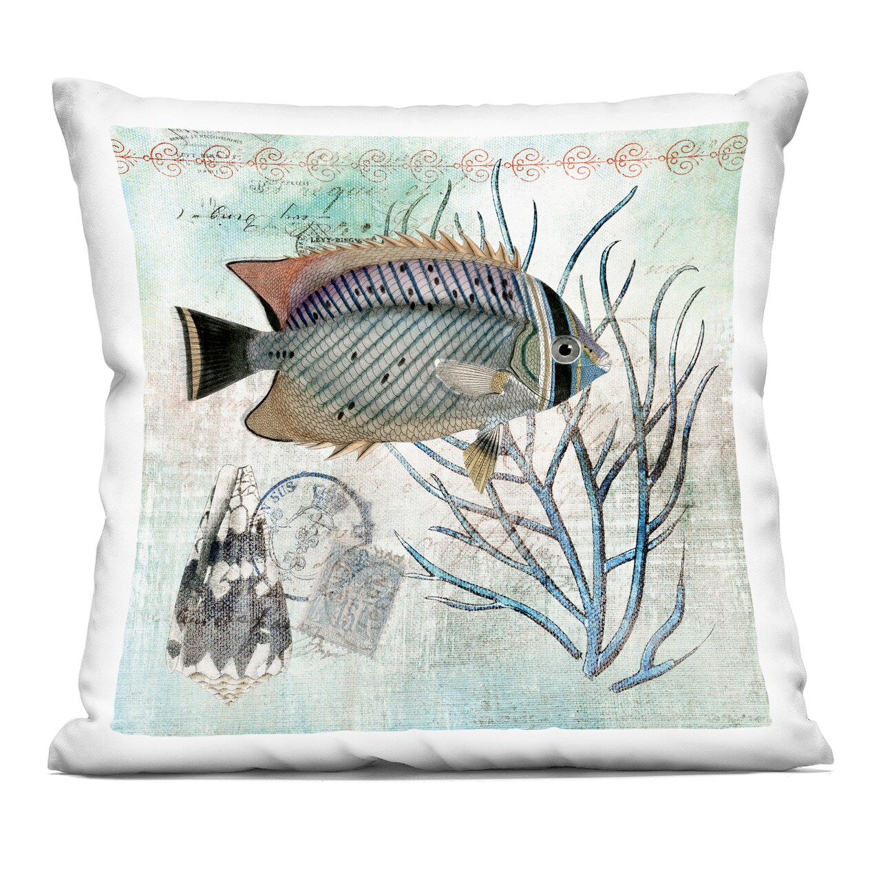 Stupell Industries Sea Life with Vintage Accents Decorative Printed Throw Pillow, design by Susan Arnot, 18 x 7 x 18